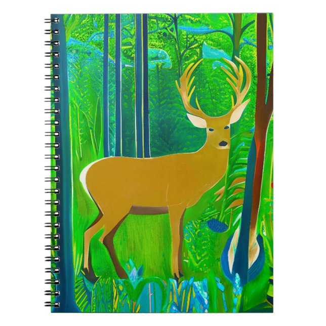 Caderno Espiral Deer in a Fantasy Forest Setting (Frente)