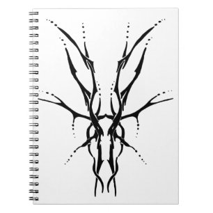 Caderno Espiral Deer Skull Tribal Tattoo Design - preto e branco