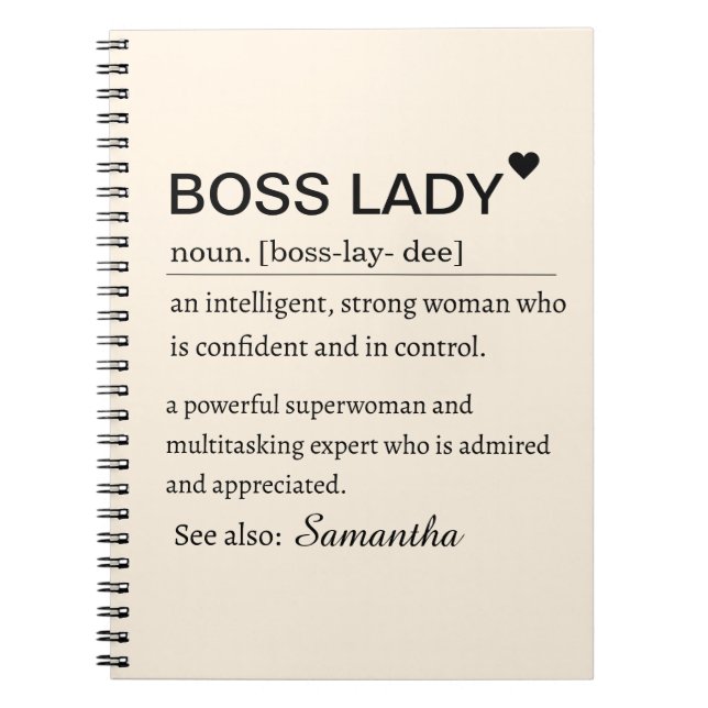 Caderno Espiral Definição de Chefe Senhora Personalizada  (Frente)