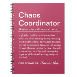 Caderno Espiral Definição de Coordenador de Caos Personalizado
