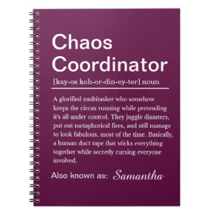 Caderno Espiral Definição de Coordenador de Caos Personalizado
