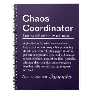 Caderno Espiral Definição de Coordenador de Caos Personalizado