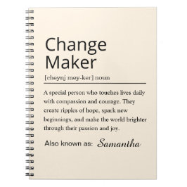 Caderno Espiral Definição de Criador de Mudança Personalizada