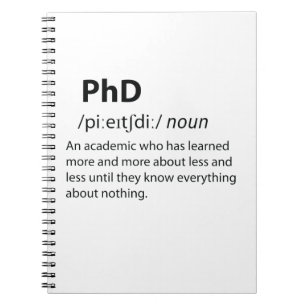 Caderno Espiral Definição de Dicionário Engraçado PhD