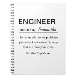 Caderno Espiral Definição de Engenheiro Personalizada