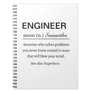 Caderno Espiral Definição de Engenheiro Personalizada