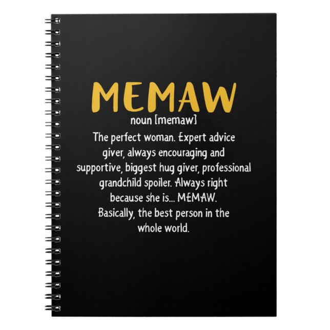 Caderno Espiral Definição de Memaw de Arte-Mãe (Frente)