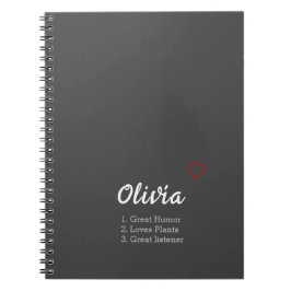 Caderno Espiral Definição de Nome Personalizado