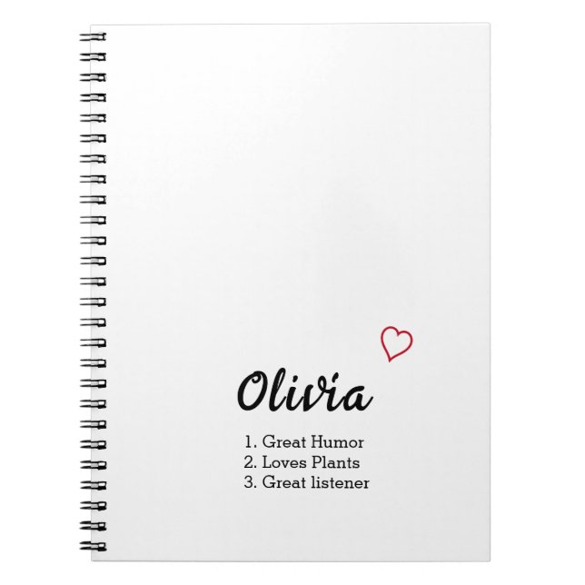 Caderno Espiral Definição de Nome Personalizado (Frente)