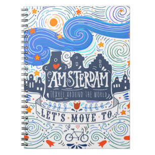 Caderno Espiral Deixe-nos mover-se para Amsterdão