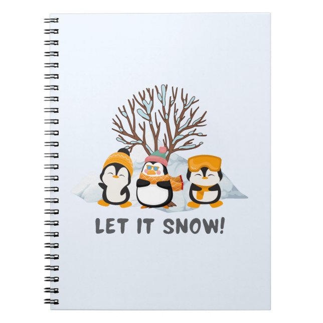 Caderno Espiral Deixe-o nevar pinguins (Frente)