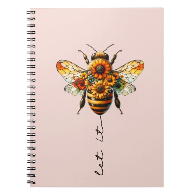 Caderno Espiral Deixe que seja Doce Abelha Arte Rubor (Frente)