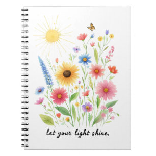 Caderno Espiral Deixe sua luz brilhar flores e sol