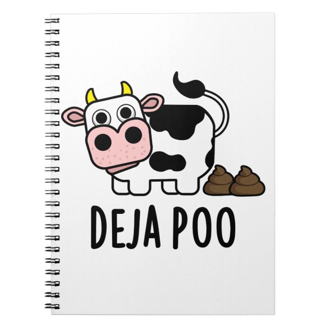 Caderno Espiral Deja Poo Funny Cow Poop Pun (Frente)