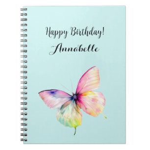Caderno Espiral Delicar borboleta rosa nas cores do cotovelo paste