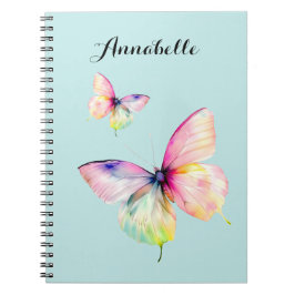 Caderno Espiral Delicar borboleta rosa nas cores do cotovelo paste