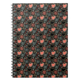 Caderno Espiral Delícia de Flores Escuras: Padrão Floral Sem Costu