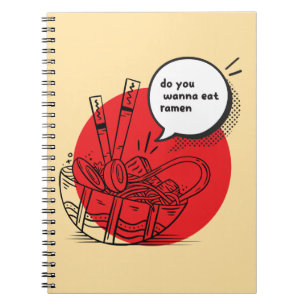 Caderno Espiral Delicioso Ramen Kawaii - Comida Japonesa Divertida