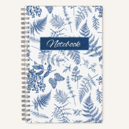 Caderno Espiral Deluxe Floral Botânico Azul