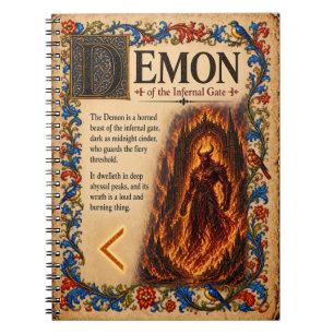 Caderno Espiral Demon, Arte de Bestiário Medieval