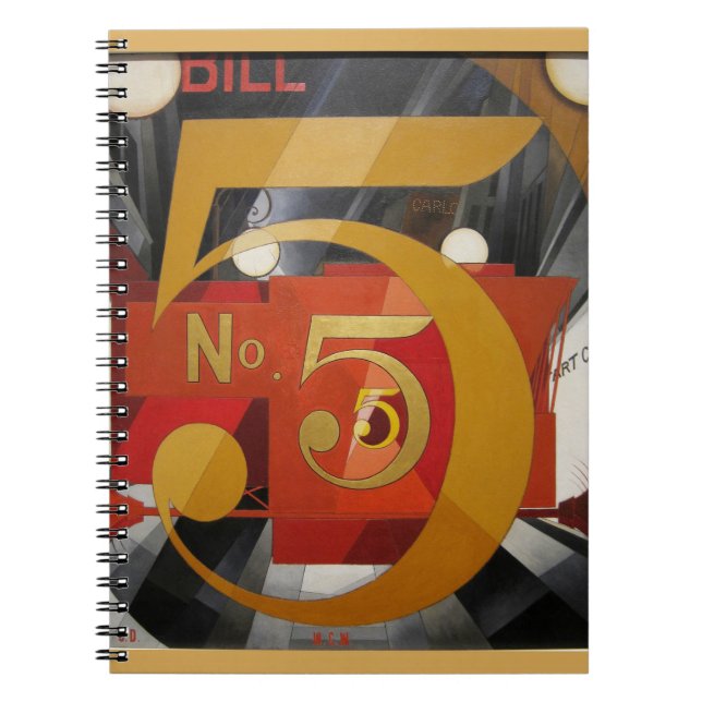 Caderno Espiral Demuth de Cubist de Arte Moderna Figura 5 em Doura (Frente)