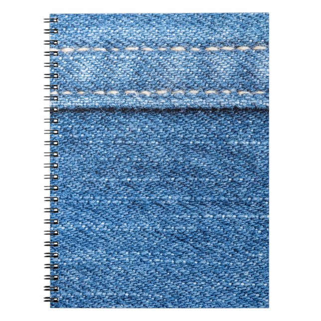 Caderno Espiral Denim Blue: Textura clássica de Jeans. (Frente)
