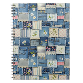 Caderno Espiral Denim Remendado