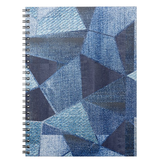 Caderno Espiral Denim Urban: Patchwork Disparada. (Frente)