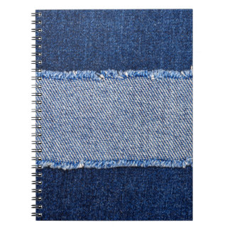 Caderno Espiral Densidade torn: tecido jeans azul.