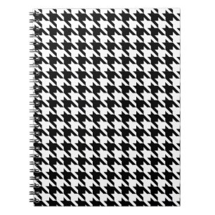 Caderno Espiral Dente de cão, padrão Houndstooth em Preto e Branco