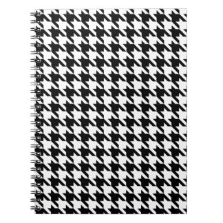 Caderno Espiral Dente de cão, padrão Houndstooth em Preto e Branco