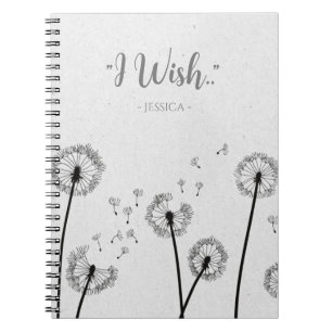 Caderno Espiral Dentes-de-leão Flores Esporos Cinza Desejo Persona