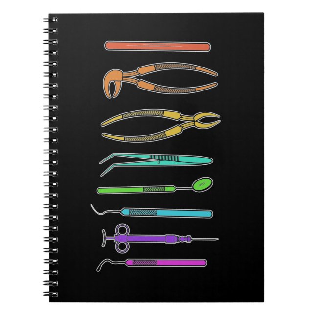 Caderno Espiral Dentista de ferramentas retrorreflectoras, dental  (Frente)