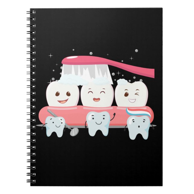 Caderno Espiral Dentista Feliz Dente Dentbruxa Dental Assistente (Frente)