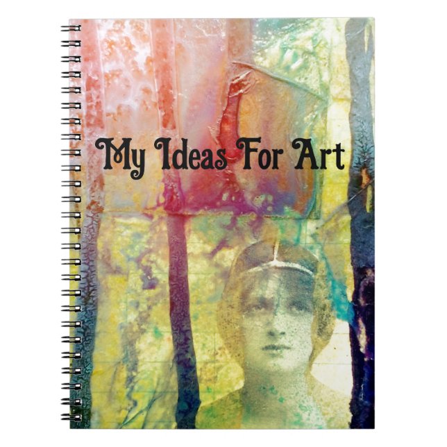 Caderno Espiral Derramares de tinta para senhoras da mídia mista (Frente)