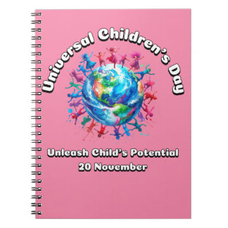 Caderno Espiral Desbloqueie o Potencial Infantil. Dia Mundial da C