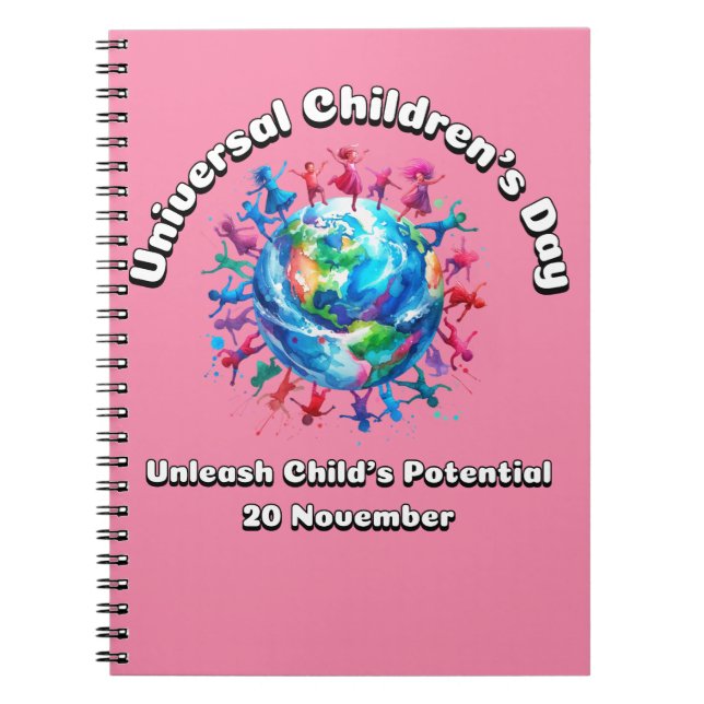 Caderno Espiral Desbloqueie o Potencial Infantil. Dia Mundial da C (Frente)