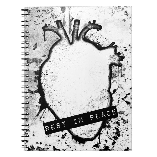 Caderno Espiral descansar em paz, coração anatômico (Frente)