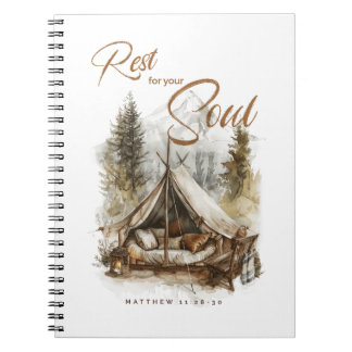 Caderno Espiral Descanse Para O Seu Diário Cristão Boho De Alma