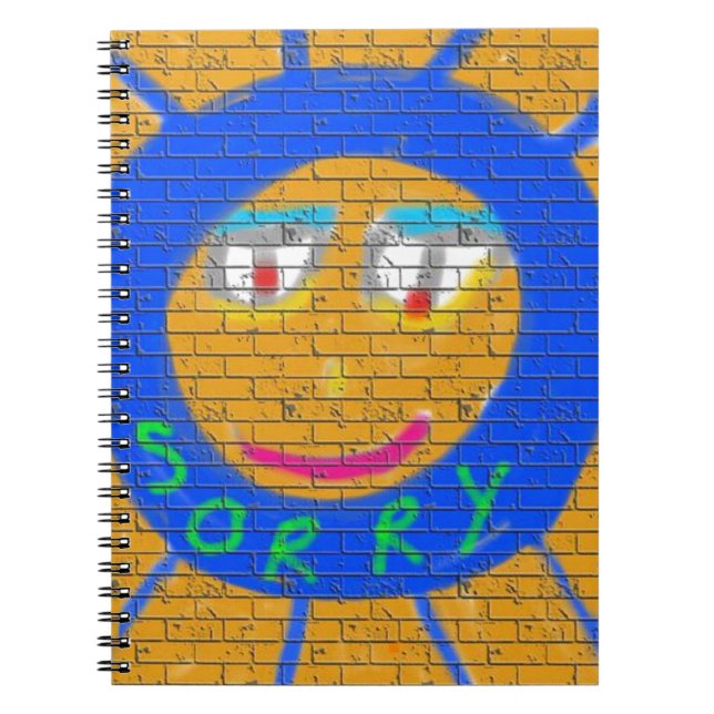 Caderno Espiral Desculpe Grafite, Arte Triste Face, Tristeza, arre (Frente)