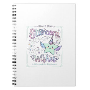 Caderno Espiral Desejos de Starcorn Unicórnio Roupas Adoráveis Grá