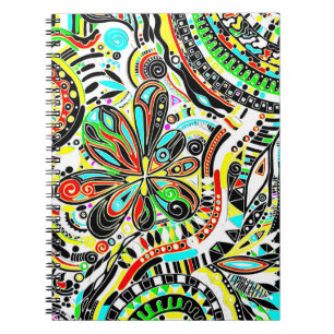 Caderno Espiral Desenhando Arte de Fantasia - Flores Abstratas 3