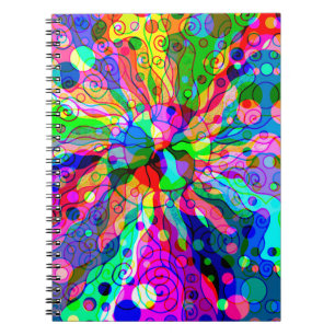 Caderno Espiral Desenhando Arte de Fantasia - Mudança Neon Abstrat