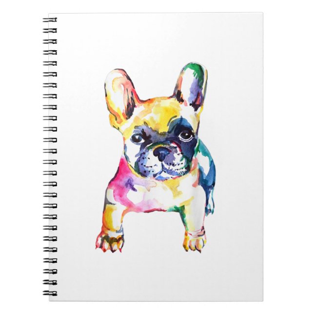 Caderno Espiral Desenhar De Mão Para Cachorros Franceses (Frente)