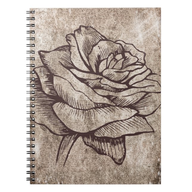 Caderno Espiral Desenho a Tinta Rosa Rústica (Frente)