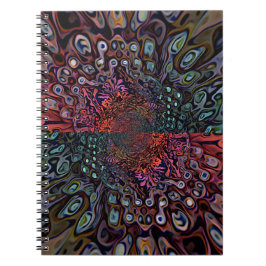 Caderno Espiral Desenho Abstrato de Caleidoscópio Fractal Elétrico
