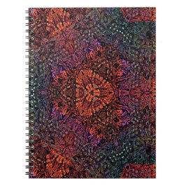 Caderno Espiral Desenho Abstrato de Caleidoscópio Fractal Elétrico