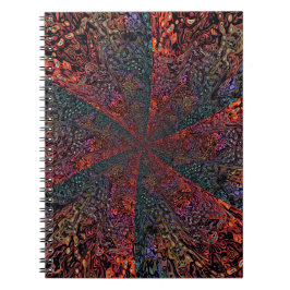 Caderno Espiral Desenho Abstrato de Caleidoscópio Fractal Elétrico