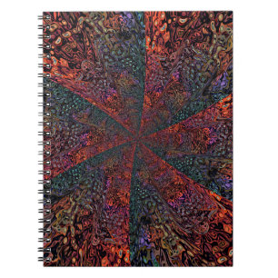 Caderno Espiral Desenho Abstrato de Caleidoscópio Fractal Elétrico