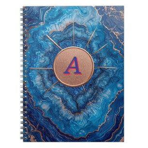 Caderno Espiral Desenho Abstrato de Geodo com Acentos em Dourado R
